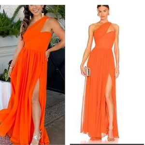 Yaura Imade Dress in Orange Pleated Maxi Dress Size UK 8 NWT us small